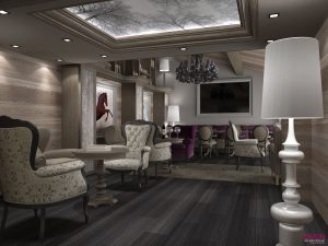 Plafond tendu rétroéclairé noir et blanc